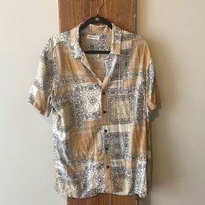 Bandana print summer button up shirt